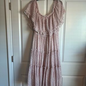 Women's Pink Ruffle Tiered Dress